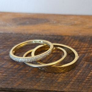 J. Crew Gold and Pave Crystal Bangle Set